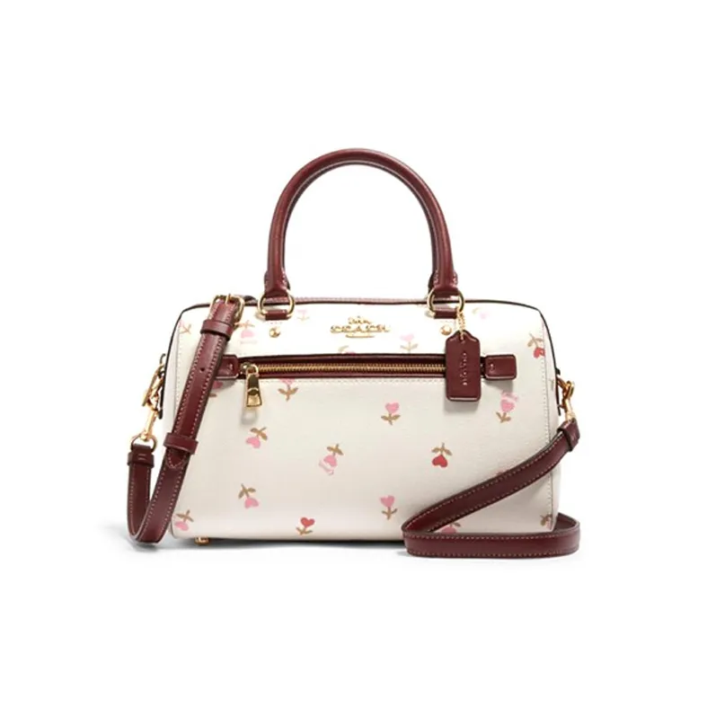 COACH Rowan Кожа Сумка через плечо Бостонская сумка Сумка Большая Женская Белая