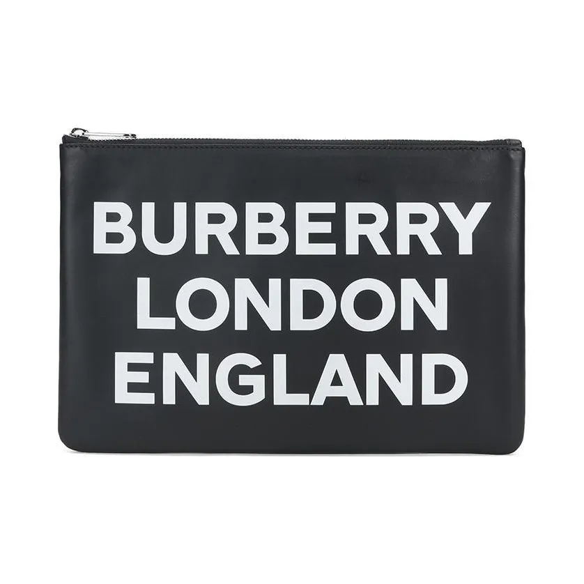 Burberry Leather Clutch Men's Black