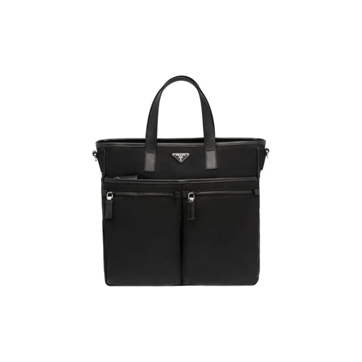 PRADA Saffiano Recycled Nylon With Patchwork Leather Tote Bag, Shopping Bag, Handbag Men's Black