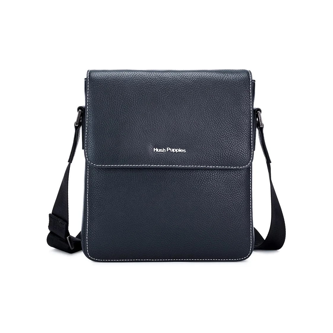 Hush Puppies Cow Neck Grain Top Grain Cow Leather Crossbody Bag, Shoulder Bag Men's Blue
