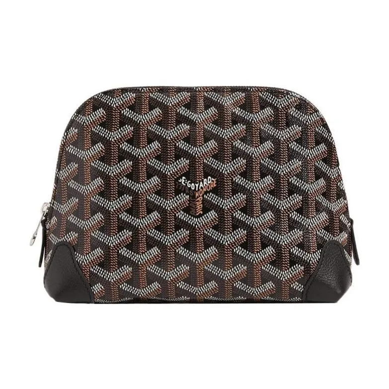 GOYARD Vendôme Canvas With Calfskin Dog's Teeth Makeup Bag Women's Black