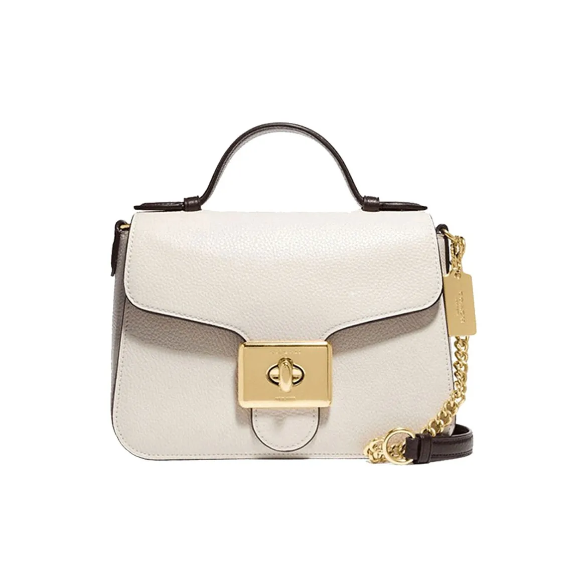 COACH Cassidy Cow Leather Satchel Bag, Portable Crossbody Bag, Shoulder Bag Women's Pink White