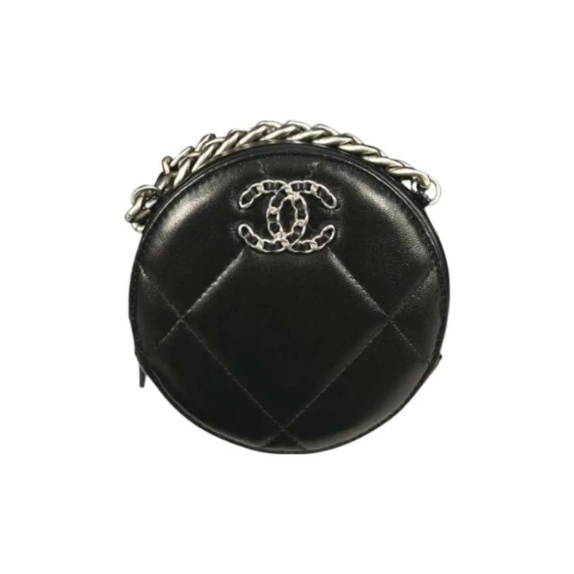 CHANEL 19Bag Lambskin Round Bag, Evening Party Bag, Handheld Shoulder Bag, Crossbody Bag Women's Black