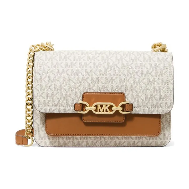 MICHAEL KORS Artificial Leather Clutch Bag Shoulder Bag Large Women's Vanilla White и Nut Brown