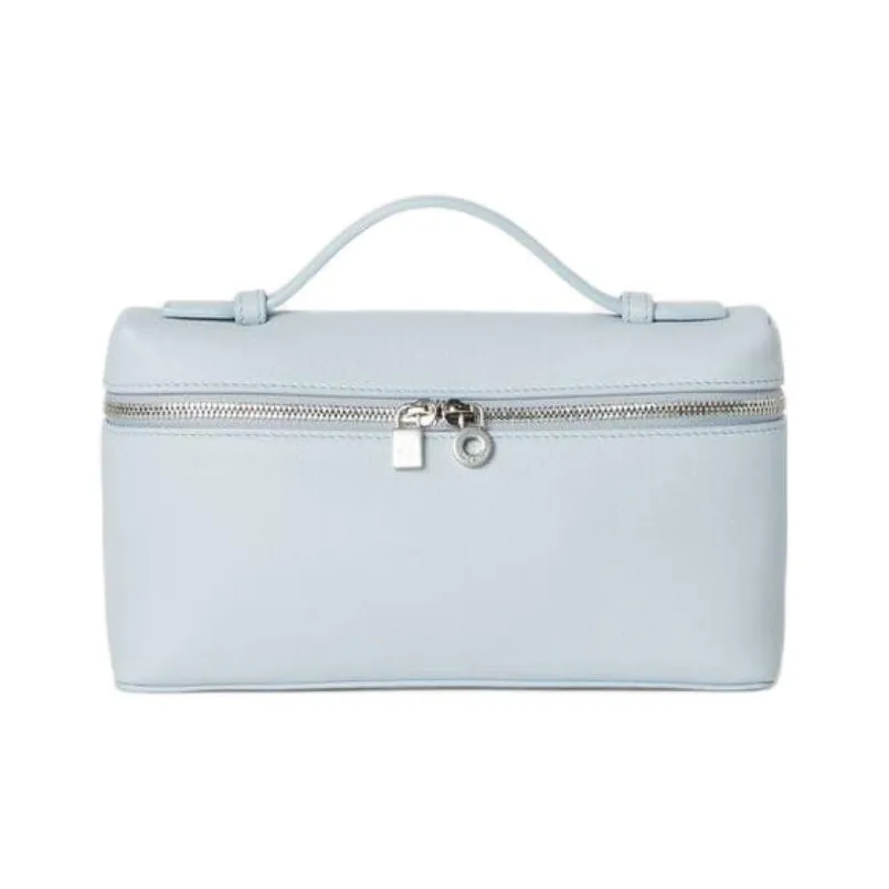 Loro Piana ExtraPocket Cow Leather Makeup Bag, Shoulder Bag, Crossbody Bag, Handbag Women's Light Blue