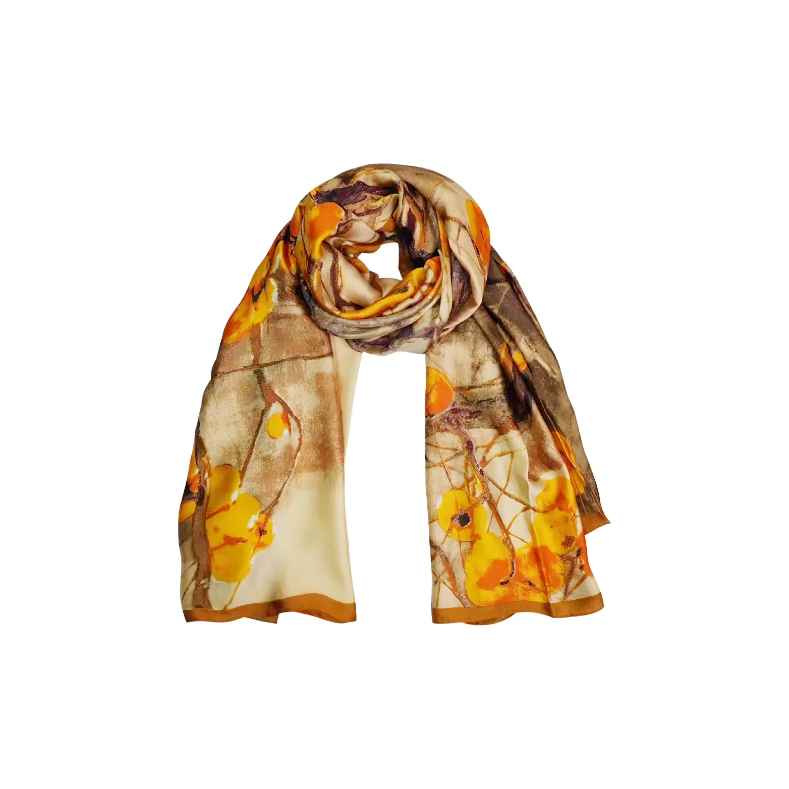 Eucalyptus Ornamentation Silk Scarves Women's