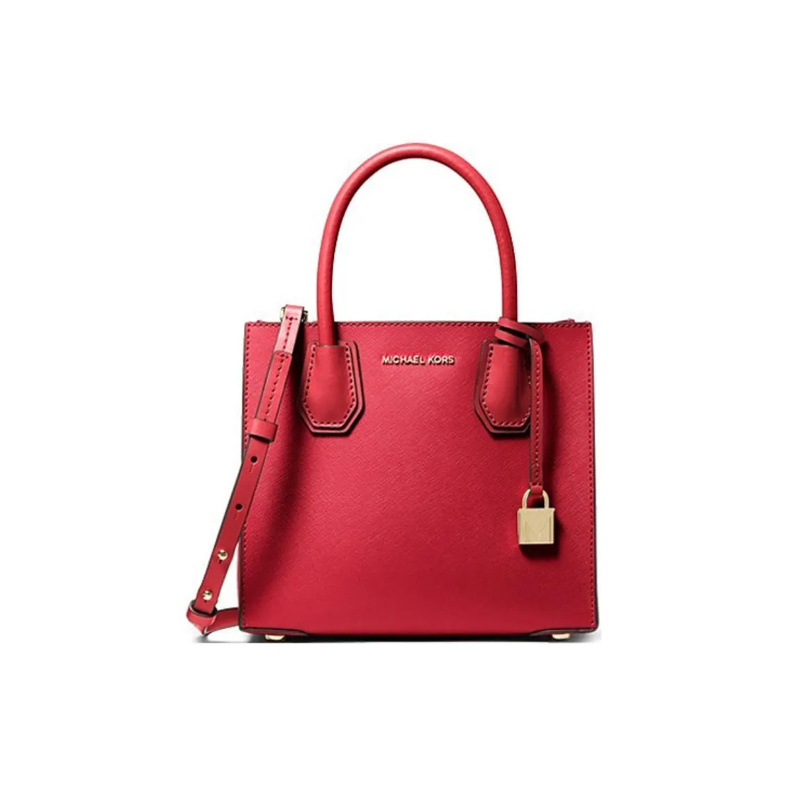 MICHAEL KORS Leather Trunk Bag, Wedding Bag, Portable Crossbody Bag, Shoulder Bag Medium Size Women's Red