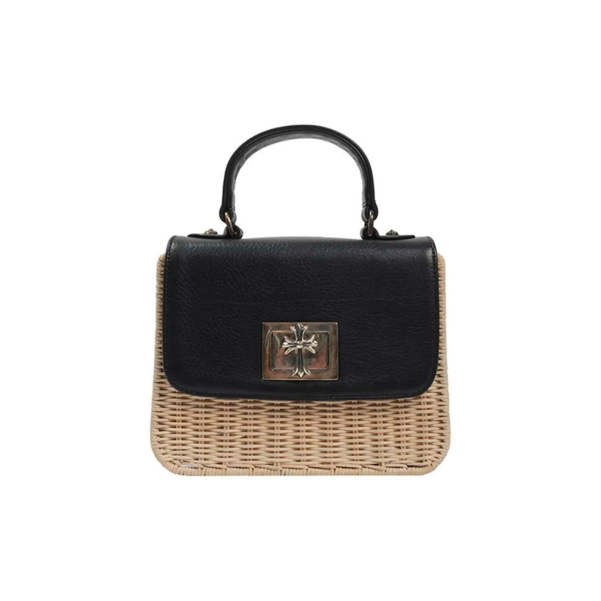 Chrome Hearts Leather Shoulder Bag Crossbody Bag Handbag Regular Women's Beige/Black