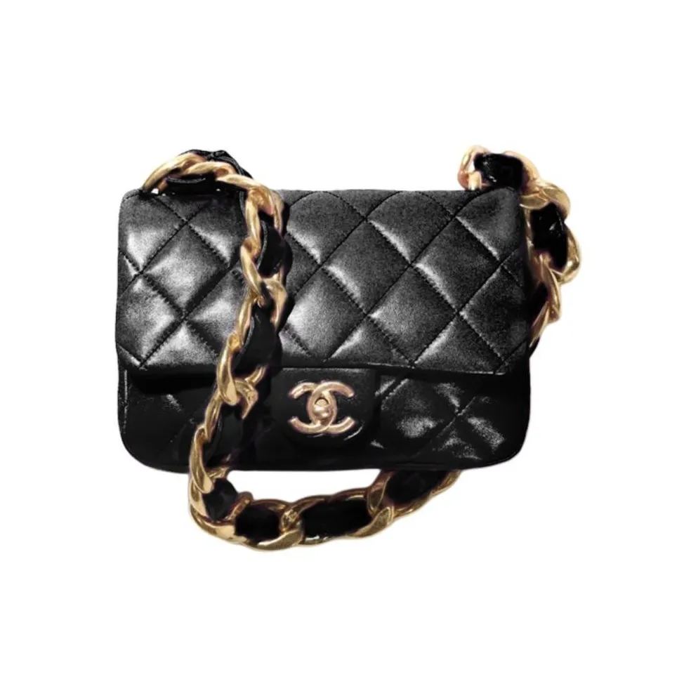 CHANEL Lambskin Flap Bag Handbag, Shoulder Bag, Crossbody Bag Small Women's Black
