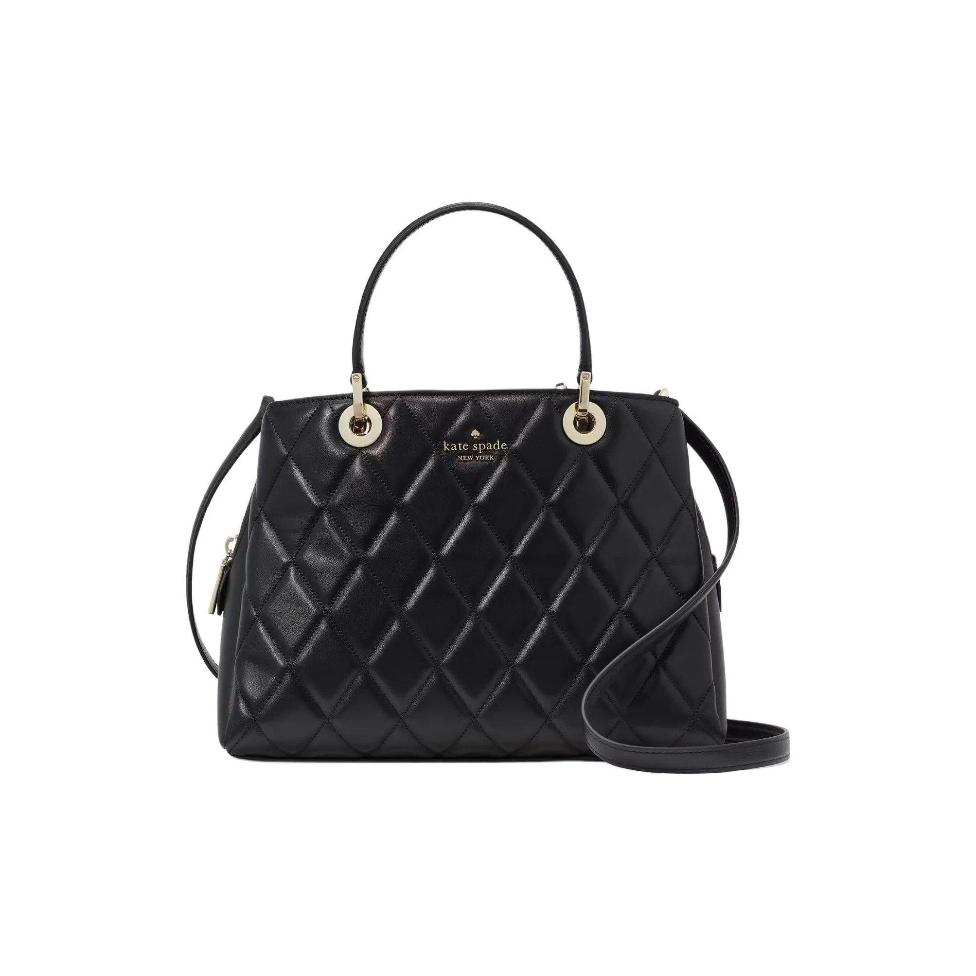 Kate Spade Smooth Quilted Leather Handbag Shoulder Bag Crossbody Bag Women's Black