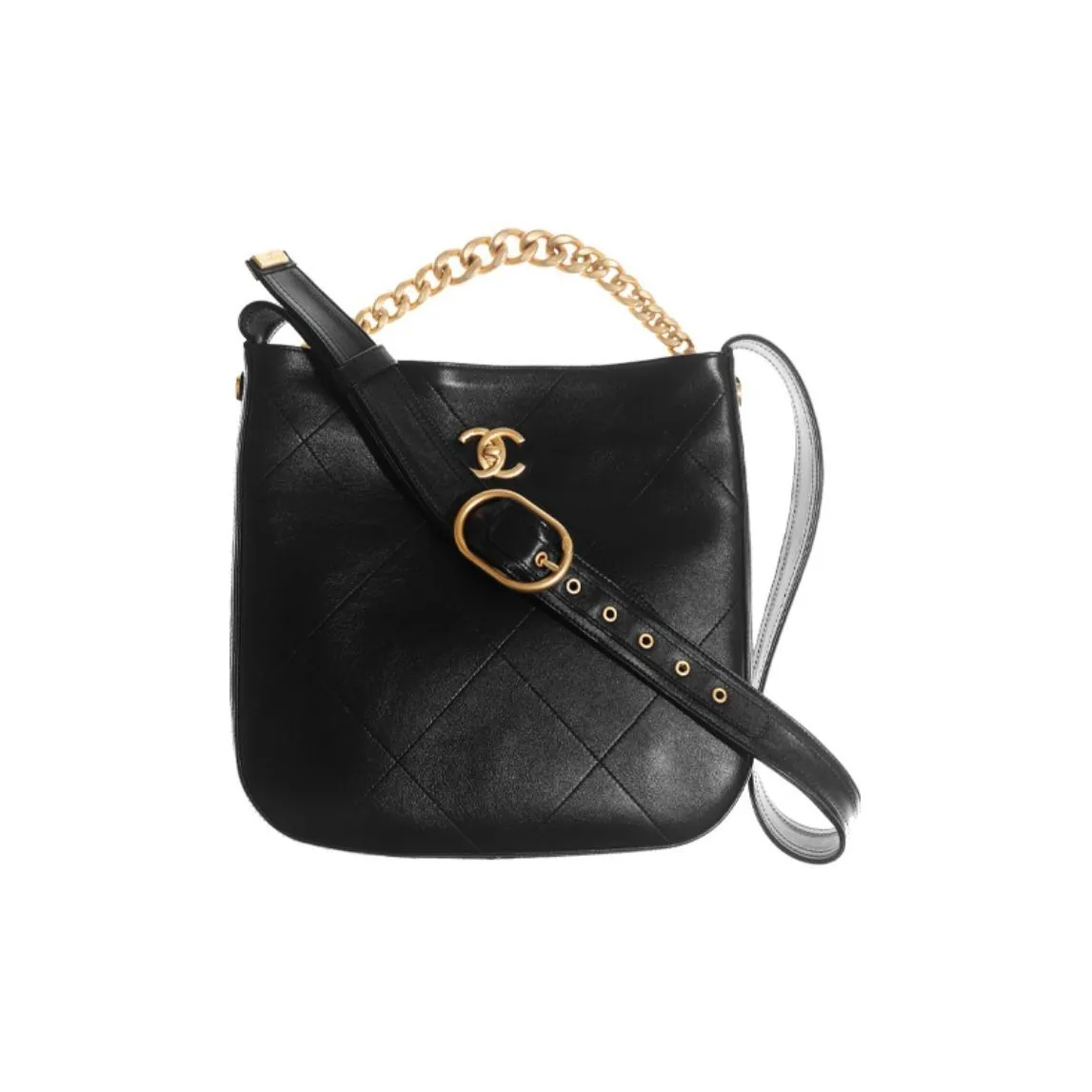 CHANEL Calfskin Hobo Bag, Crossbody Bag, Shoulder Bag, Handbag Women's Black