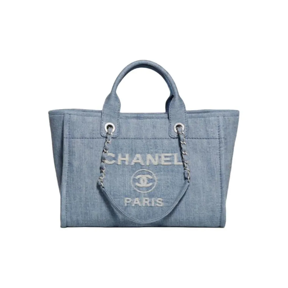 CHANEL Small Denim 23S Shopping Bag Light Blue AS3257