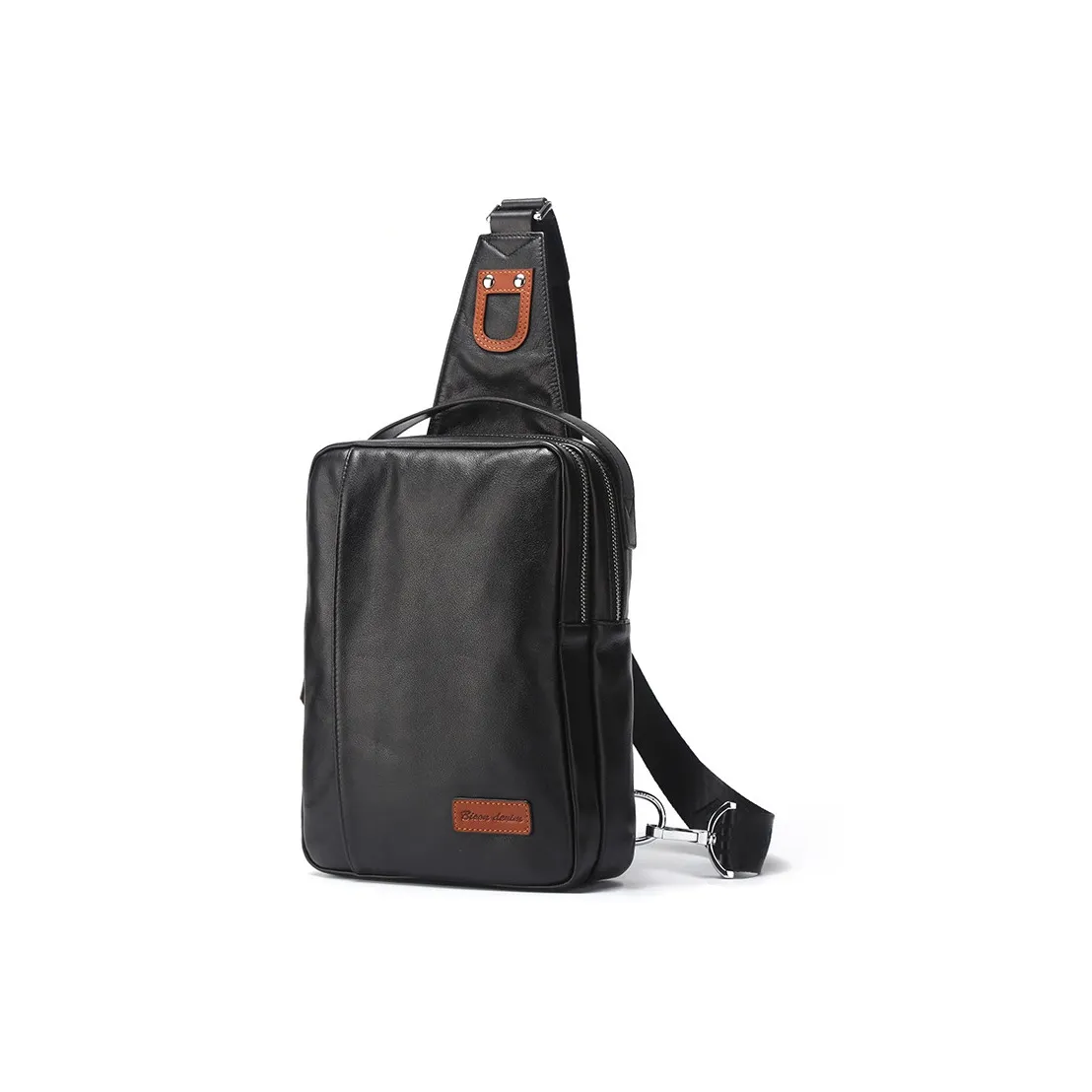 BISON DENIM Первый слой Масляный воск Коровья кожа Sling Сумка Сумка через плечо Обычный Мужской