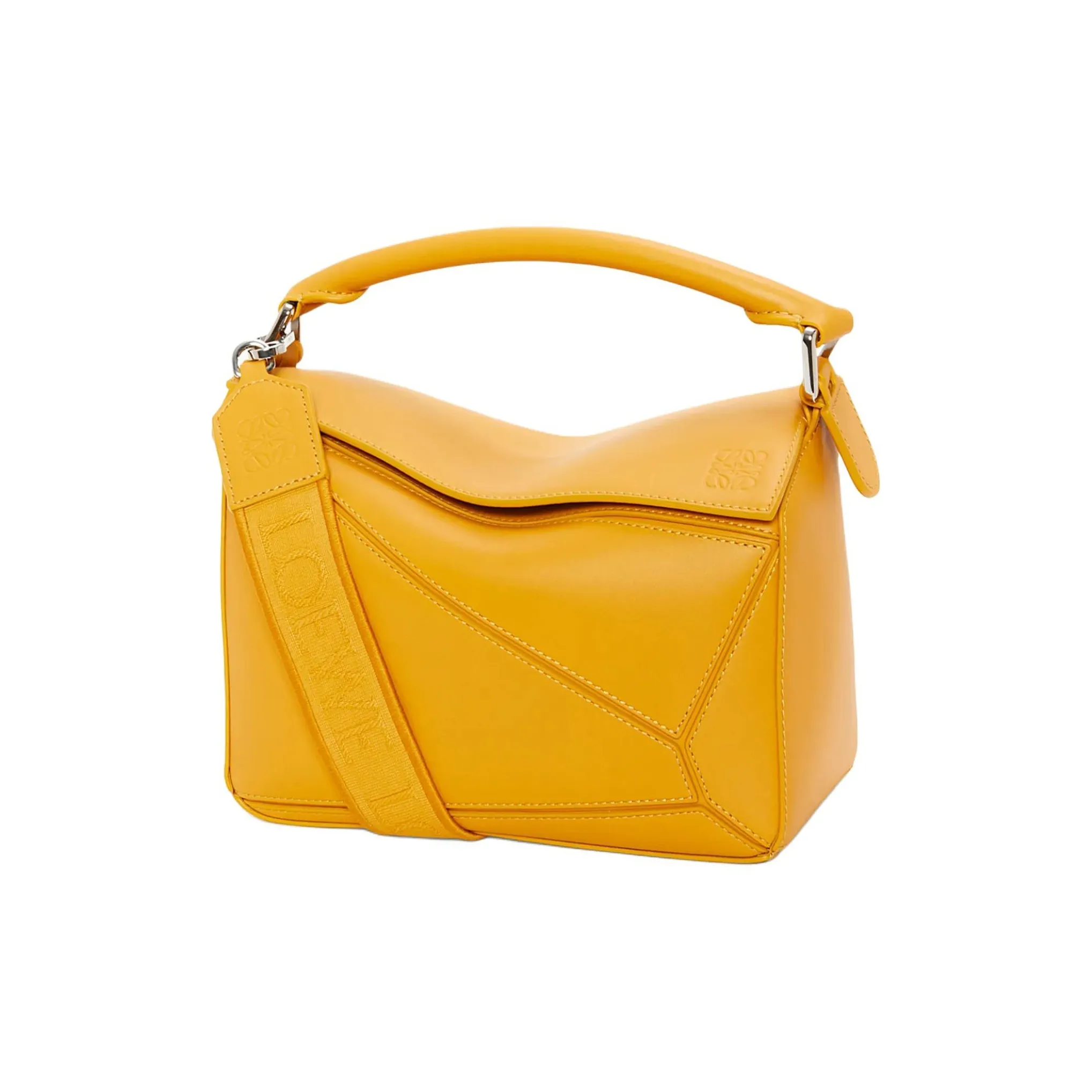 LOEWE Puzzle Satin Cow Leather Handbag, Shoulder Bag, Crossbody Bag Trumpets Women's Sunflower Yellow
