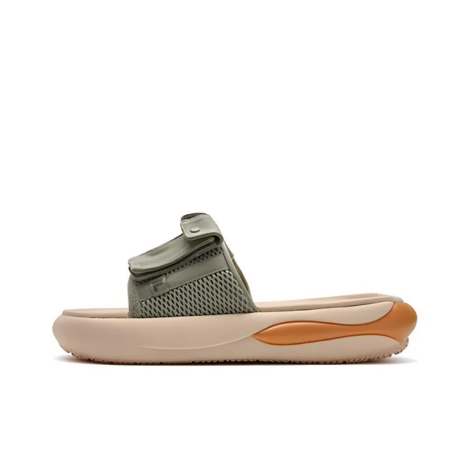 FILA FUSION ZIP UP Slide Slippers Men's Gray Green Platform