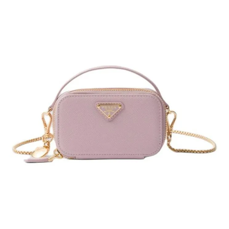 PRADA Leather Crossbody Bag, Shoulder Bag Mini Women's Snowflake Gypsum Pink