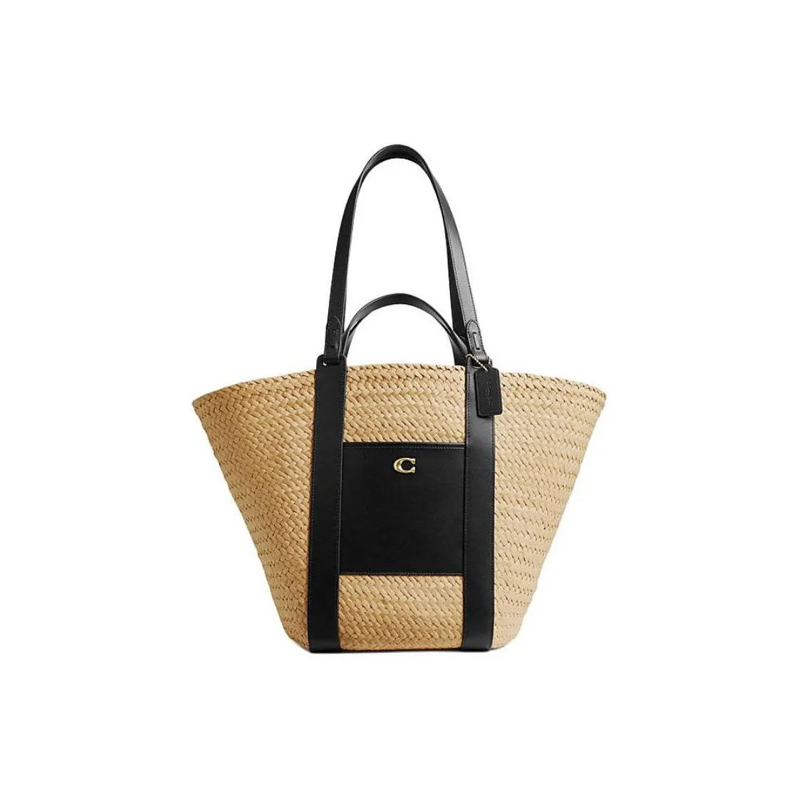 coach Sig Straw Cellulose Material One Shoulder Handbag Tubas Women's Natural