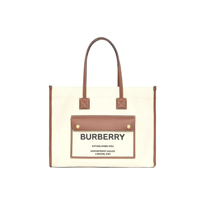 Burberry Canvas With Leather Fleurie Bag, Tote Bag, hoodieping Bag, Canvas Bag, Handbag, Shoulder Bag Unisex