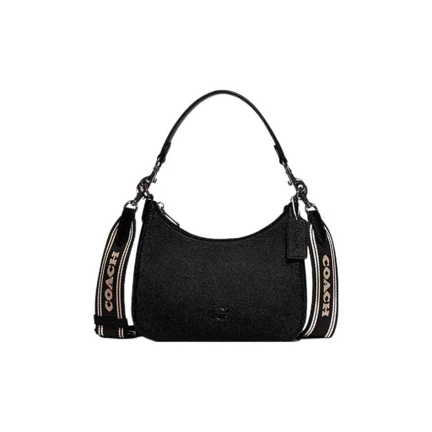 COACH Hobo Canvas With Leather Crescent Bag Crossbody Bag Shoulder Bag Women's Black