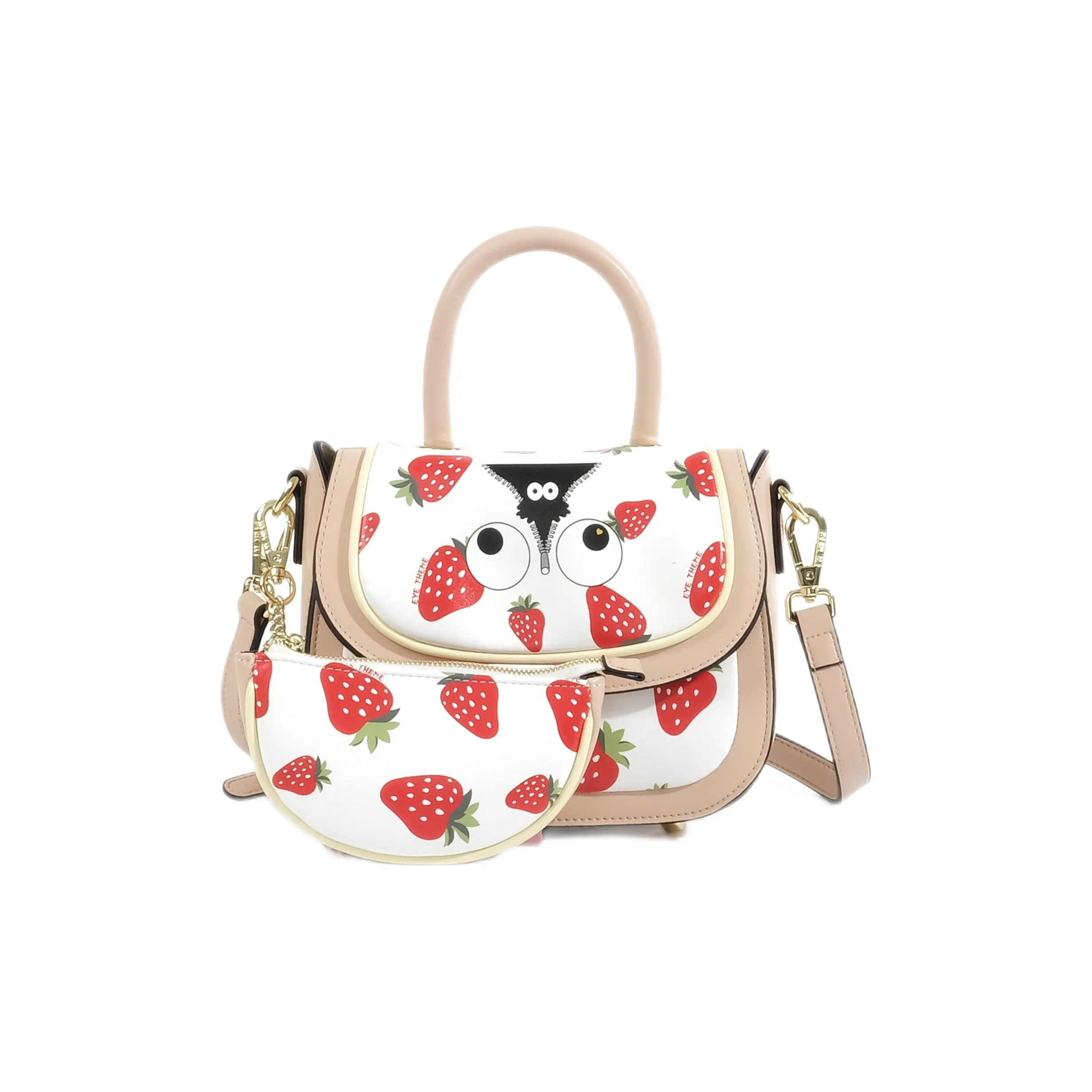 EYE THEME PU Handbag, Shoulder Bag, Crossbody Bag Regular Women's Apricot Strawberry