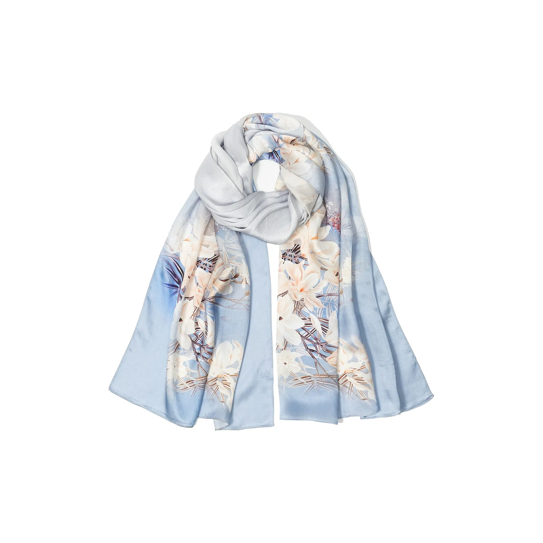 Shanghai Story 100% Mulberry Silk Silk Scarves Women's Silk Charm Orchid Blue Purple Gift Box Set