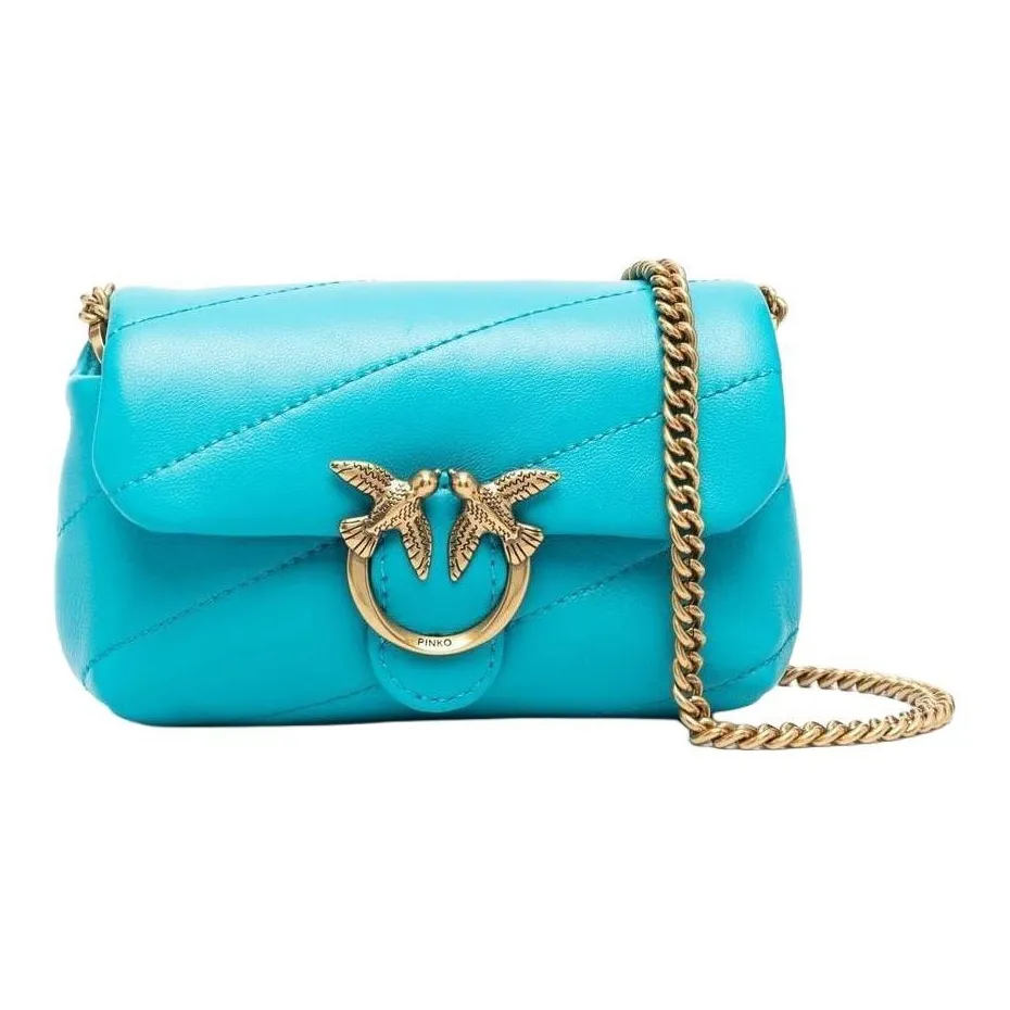 PINKO Овчина Сумка через плечо Экстра мини Женская Бирюзовый Сине-зеленый