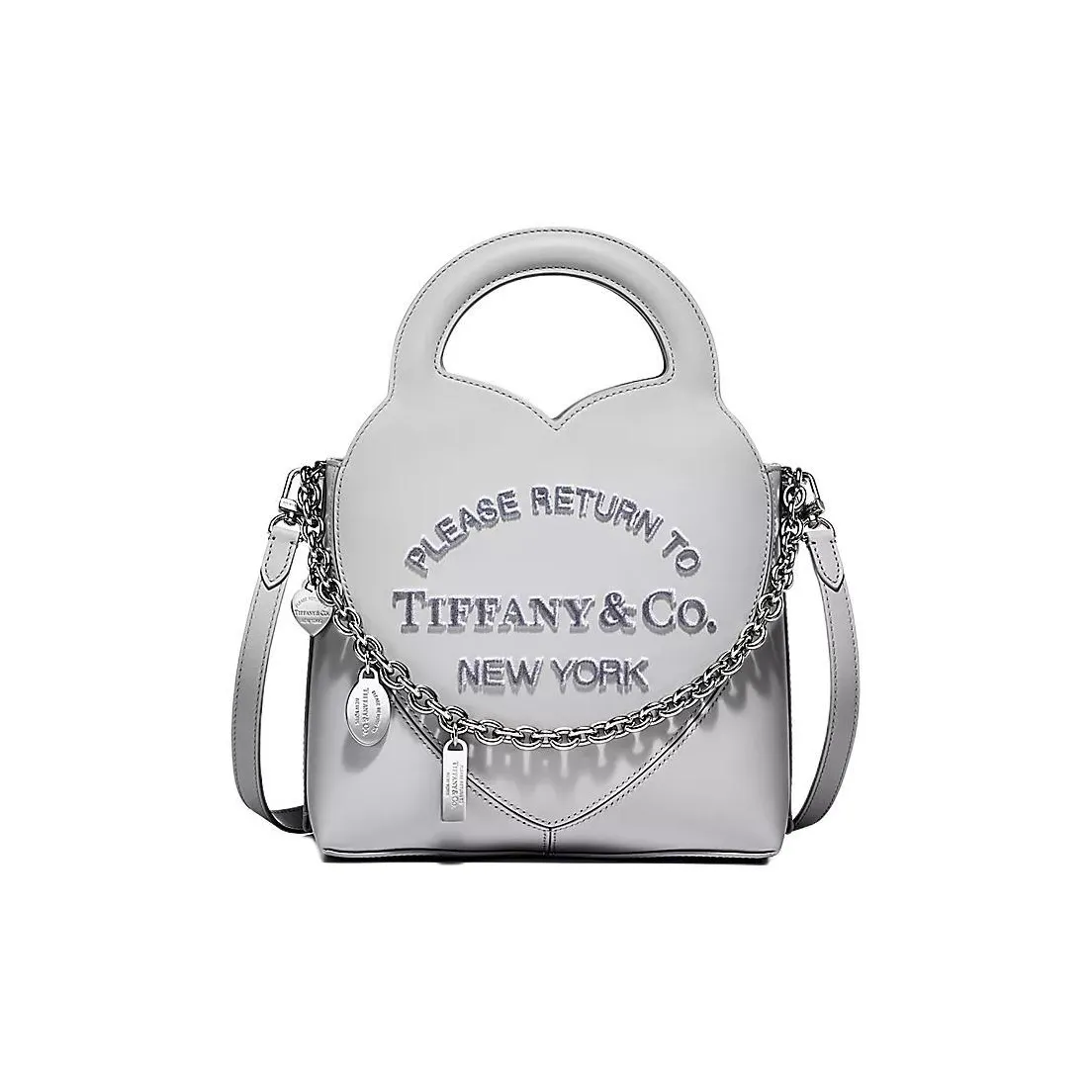 TIFFANY & CO. Calfskin Tote Bag, Shopping Bag, Handbag, Shoulder Bag, Crossbody Bag Mini Women's Gray