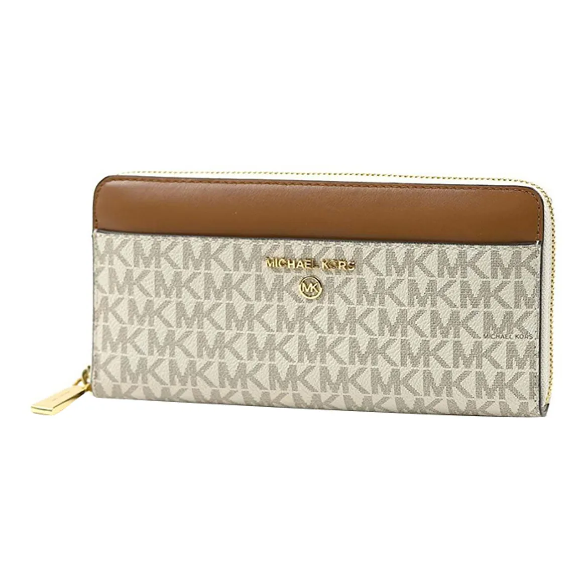 MICHAEL KORS Canvas With Leather Wallet Women's Light Brown & Beige Multicolor