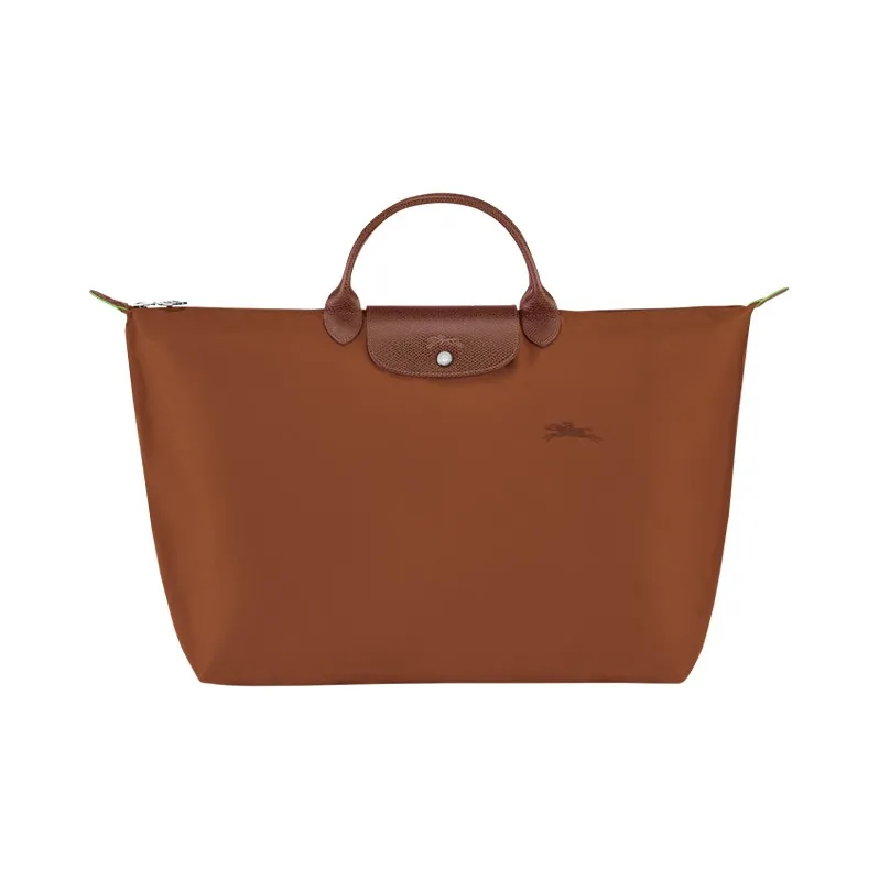LONGCHAMP Le Pliage Green Cow Leather Travel Bag Handbag Large Size Women's Brown