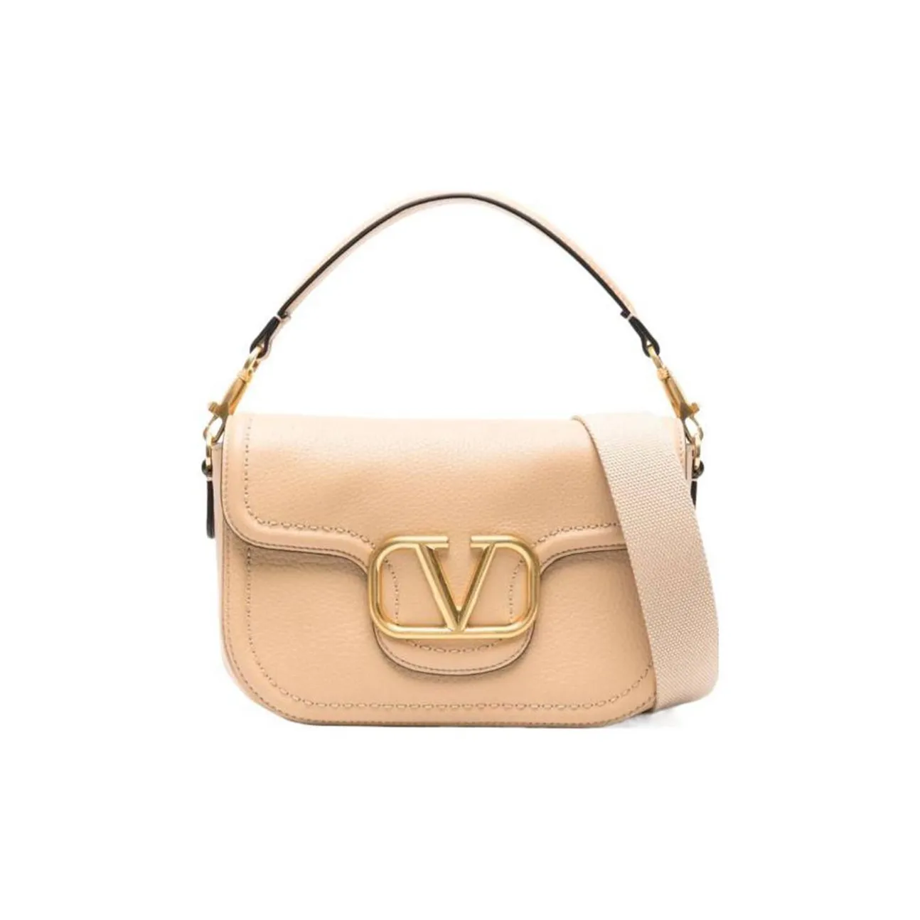 Valentino GARAVANI Soft Grain Calfskin Portable Crossbody Bag, Shoulder Bag Women's Light Beige