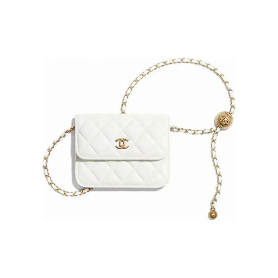 CHANEL Sheepskin Shoulder Bag, Crossbody Bag Women's White