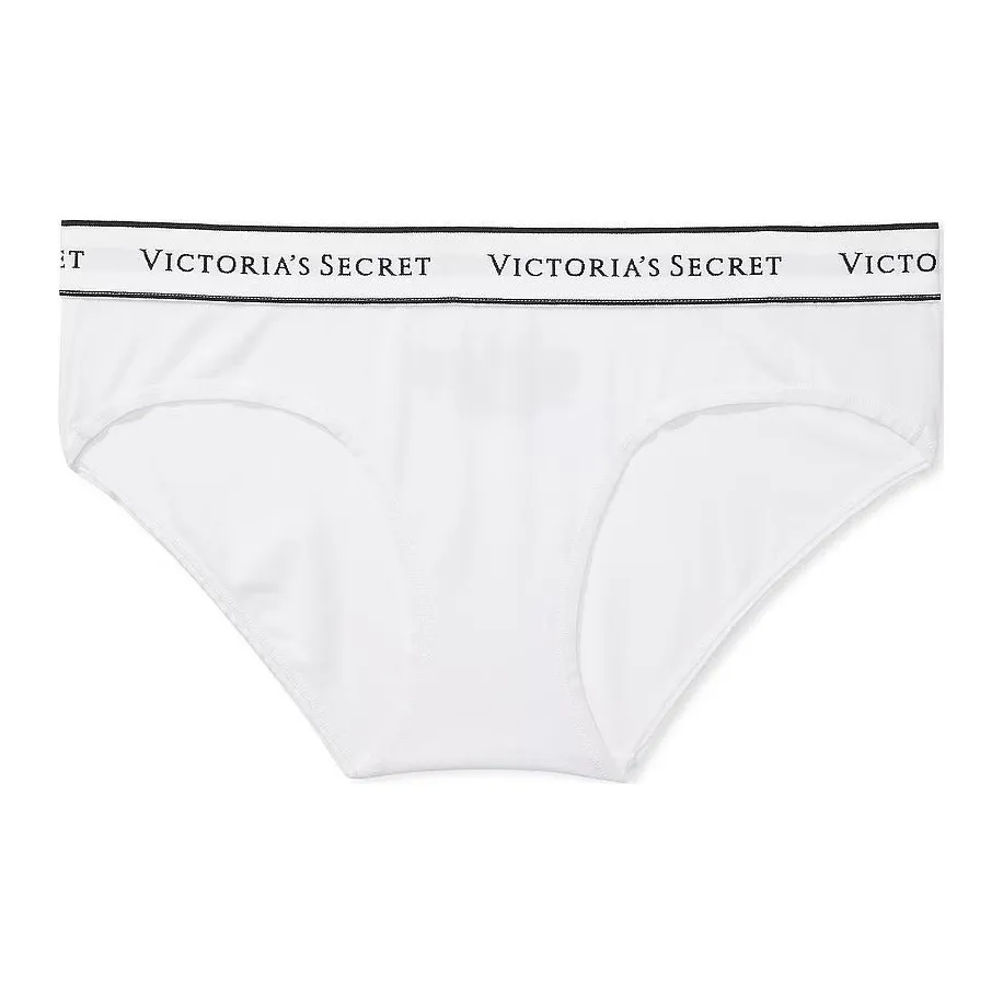 Victoria's Secret Logo Cotton Hiphugger Panty/White/Ivory Underpants Women's 1 Pack White