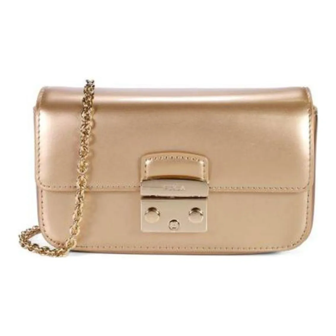 Furla Metropolis Collection Коровья кожа Свиной нос Сумка Сумка через плечо Обычный Женский Шампанское золото