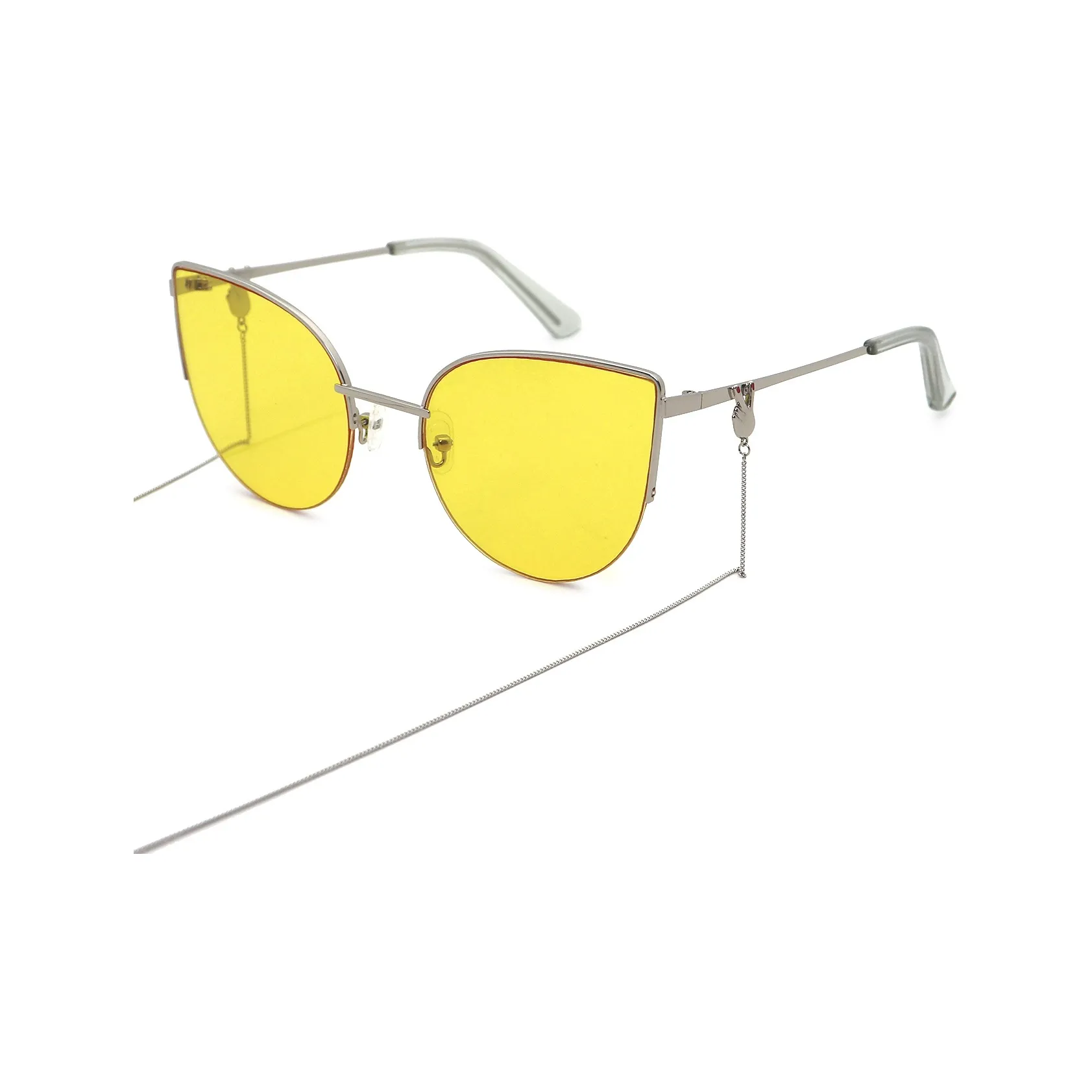 Пара Ponyo Металл Кошачий глаз Солнцезащитные очки Унисекс Серебряный