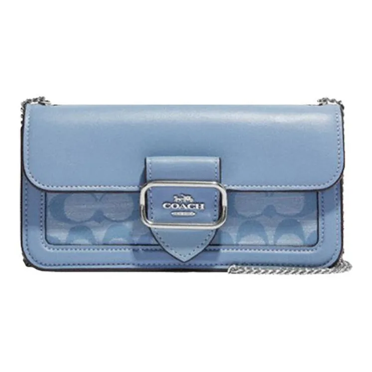 COACH Morgan Ткань с коровьей кожей Сумка через плечо Маленькая Женская Васильковый синий
