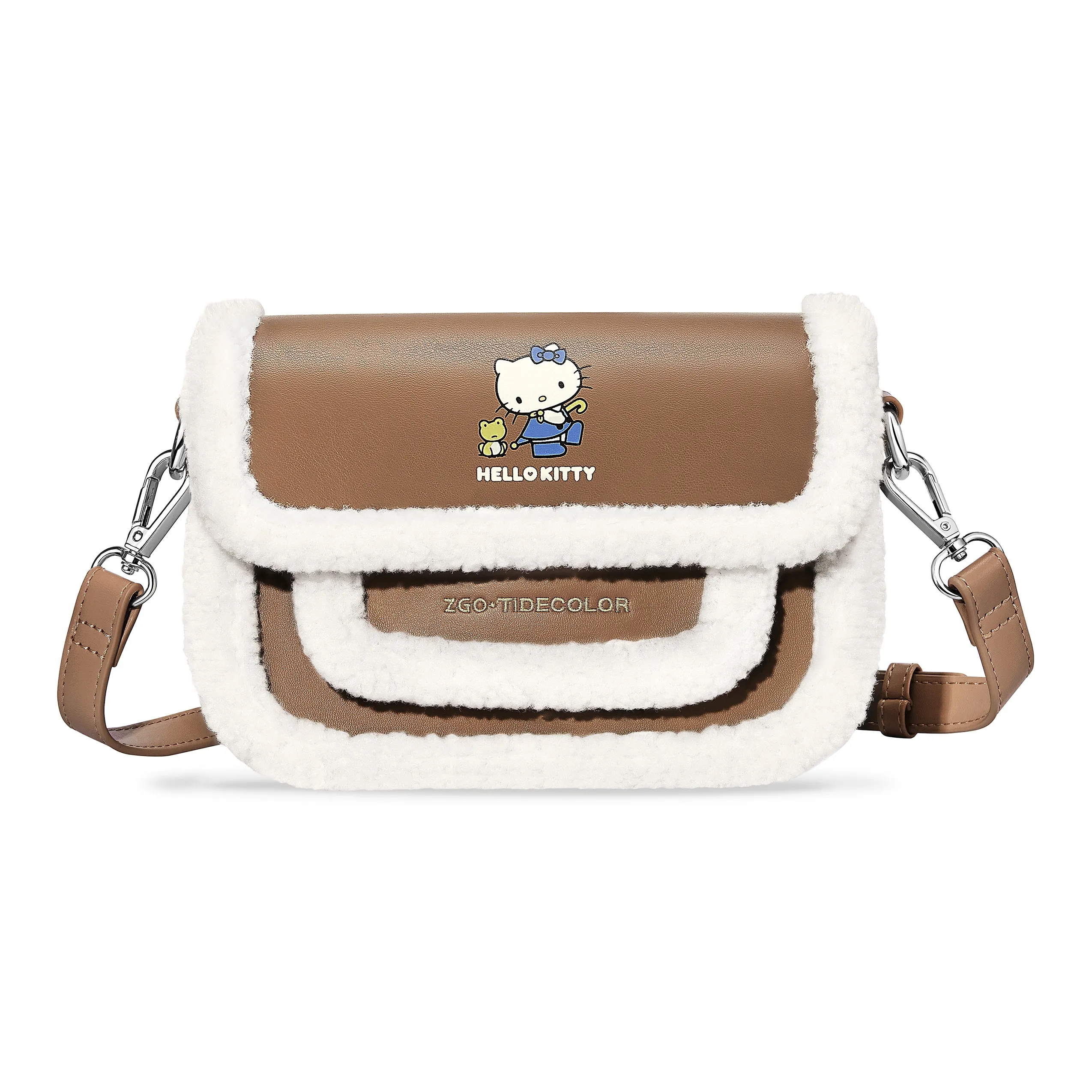 Sanrio PU (полиуретан) Шерпа Сумка через плечо Маленькая Женская Темно-коричневая