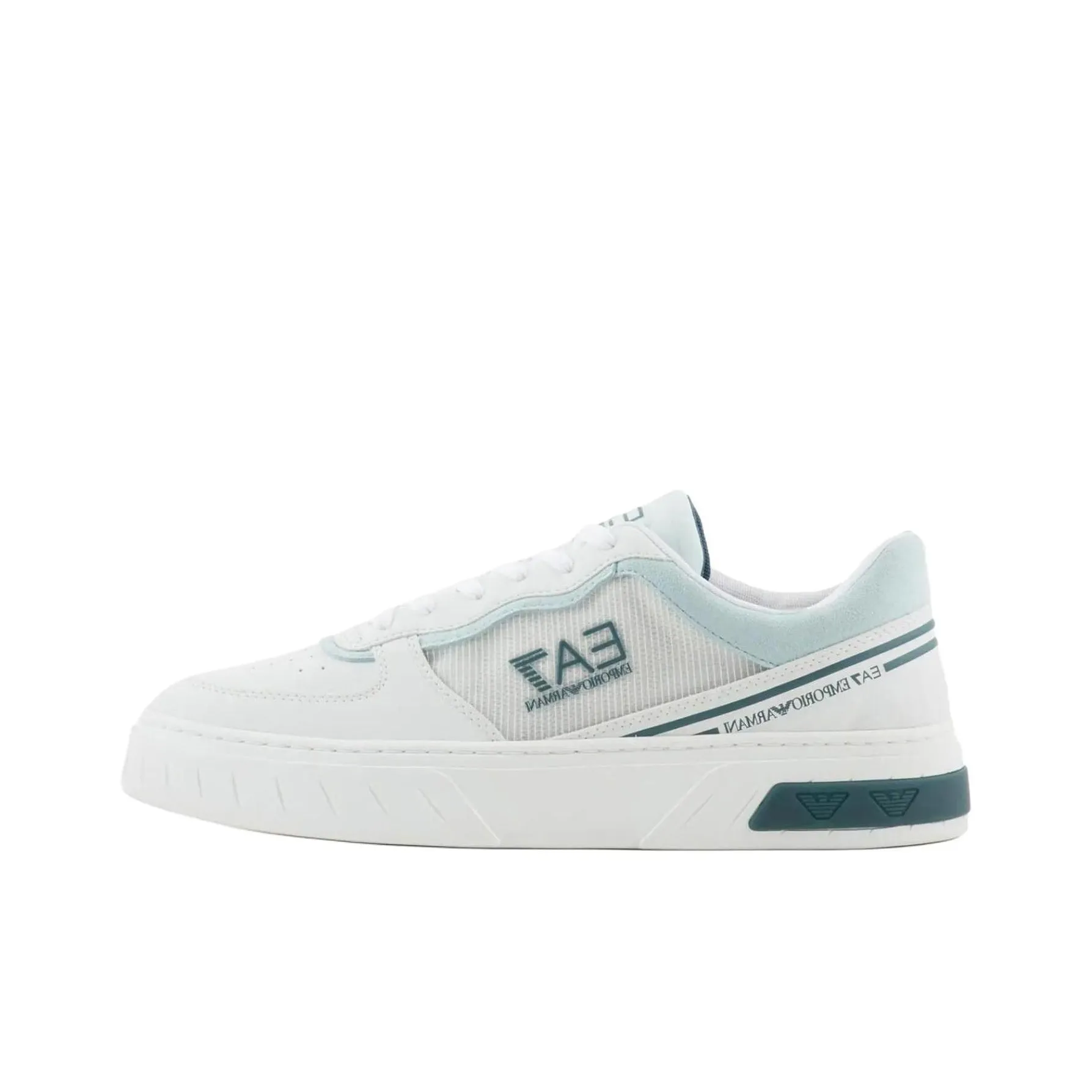 EMPORIO ARMANI Low top Skateboard Shoes Unisex White Light Blue