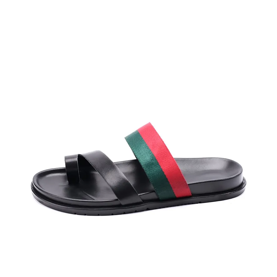 Brounvanm Slip Resistant Slide Slippers Men's Red Green Woven