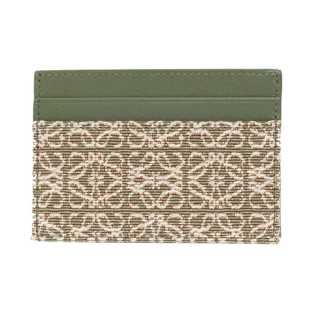LOEWE Canvas With Calfskin Card Holder Women's Green & Beige
