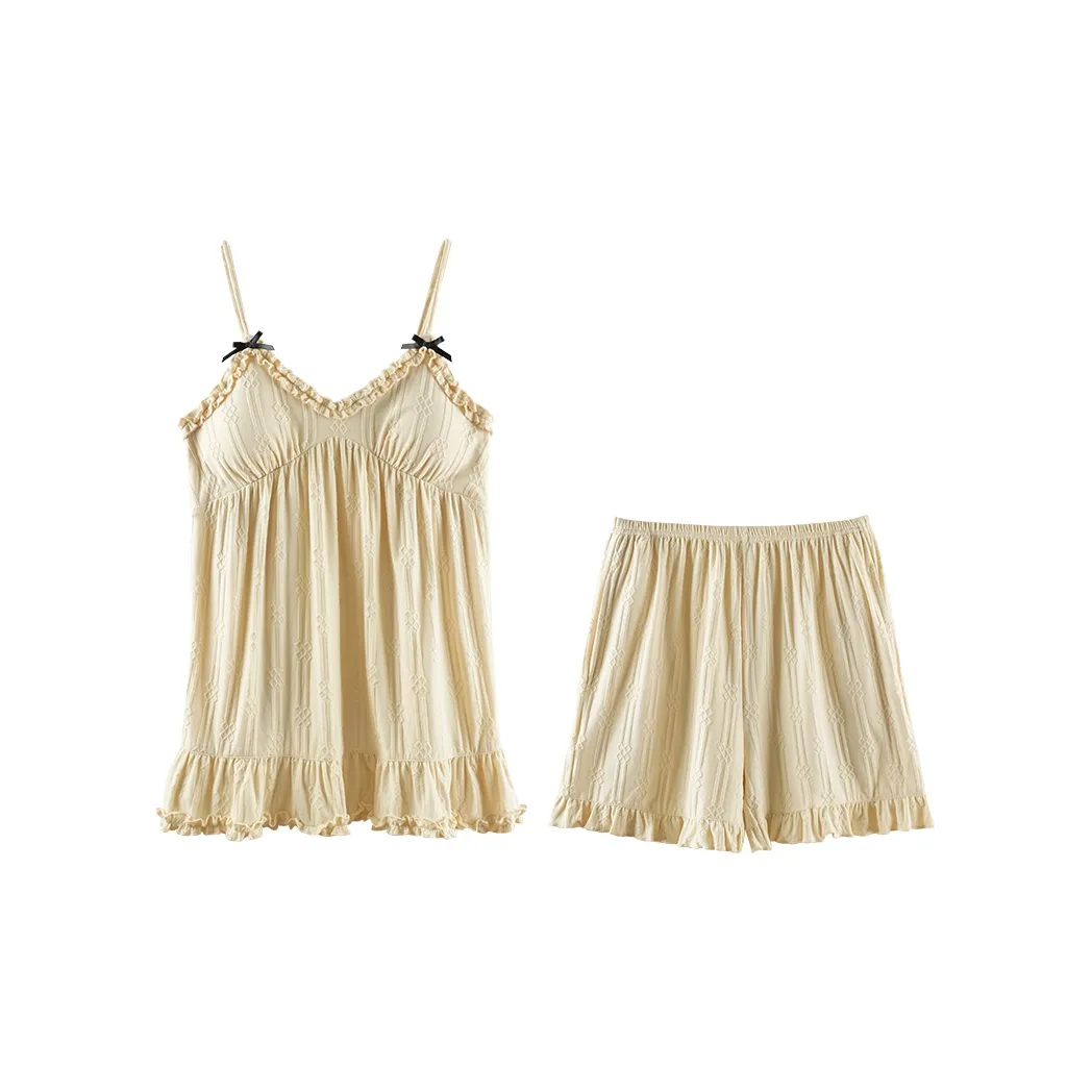 Q'NIANMA Пижамный комплект Женские Мягкий Абрикос