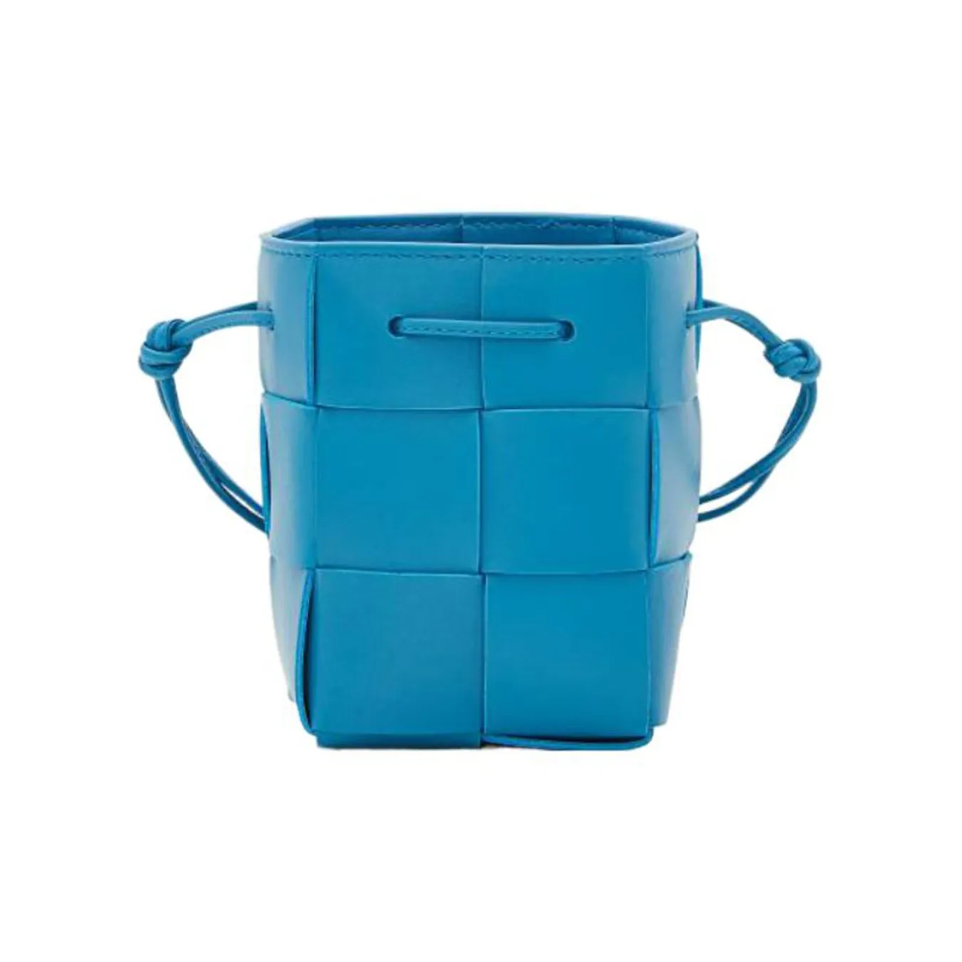 Bottega Veneta CASSETTE Sheepskin Cow Leather Patchwork Bucket Bags Shoulder Bag Crossbody Bag Mini Women's Light Blue