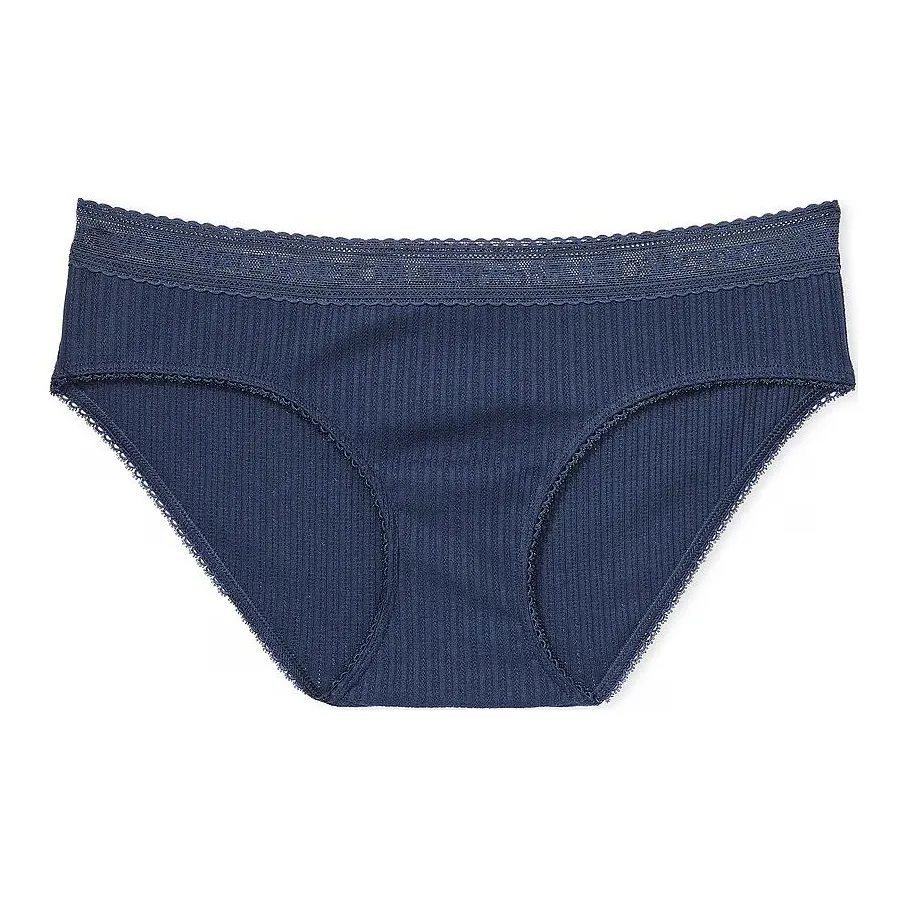 Victoria's Secret Розовый Хлопок Логотип Хлопок Кружево Обхват талии HR Трусы Н Нижнее белье Женские 1 Пачка Темно-синий