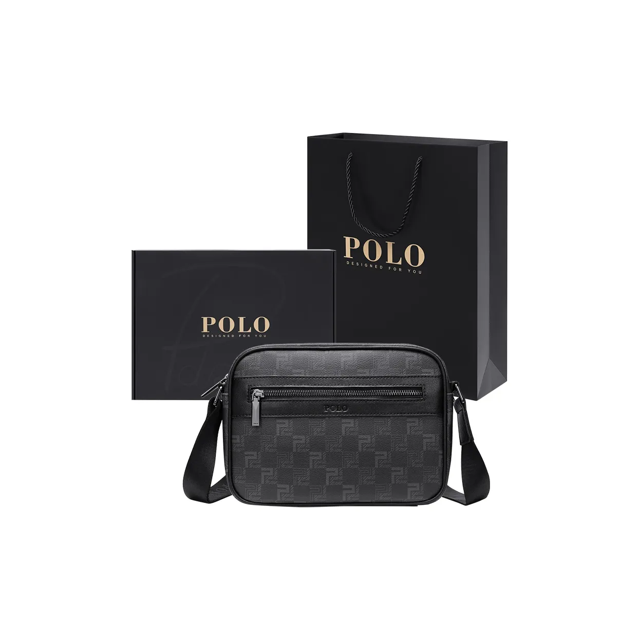 POLO PVC Synthetic Leather Shoulder Bag Regular Men's Black