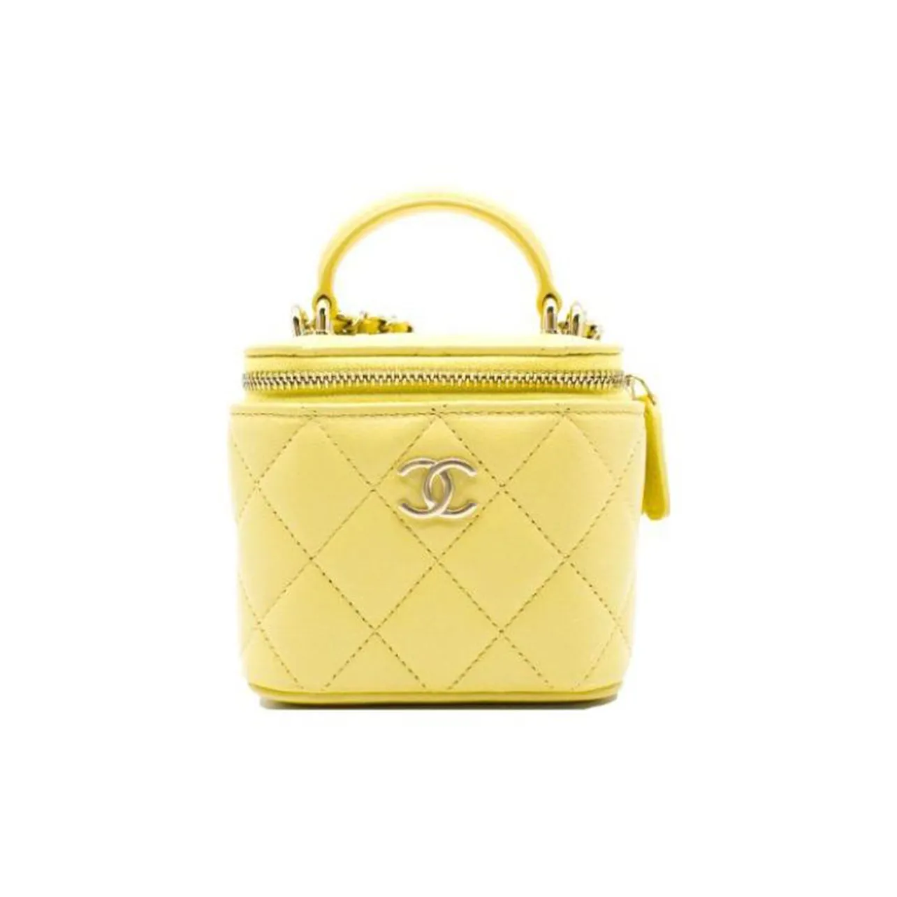 CHANEL Sheepskin Box Bag Handbag Shoulder Bag Crossbody Bag Women's Yellow