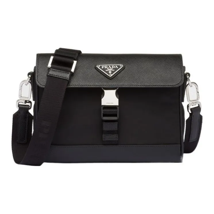 PRADA Re NylonSaffiano Fabric Shoulder Bag, Crossbody Bag Regular Men's Black