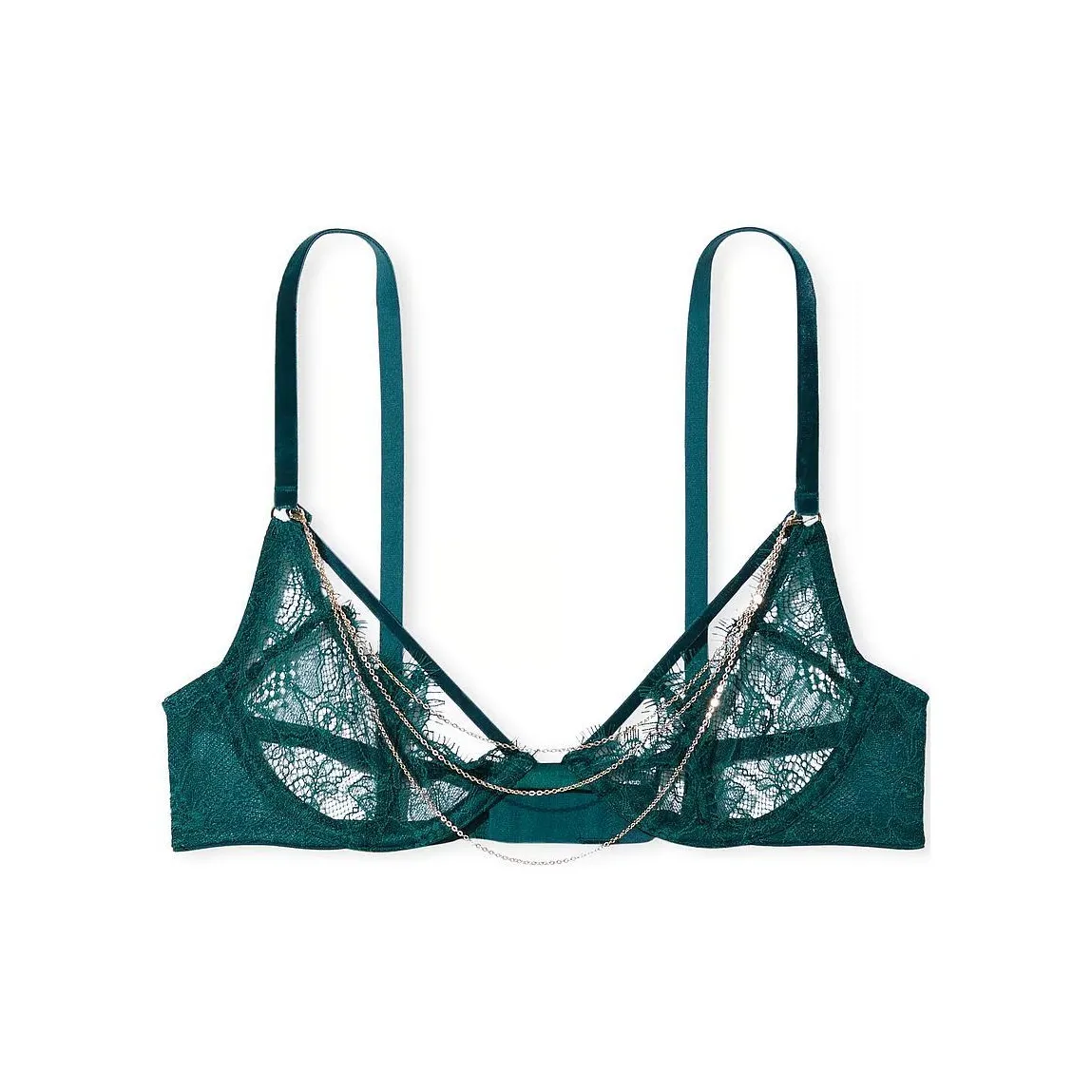 Victoria's Secret PINK VERY SEXY Delicate Chain Open Cup Lace Demi Bra/B I Bra Women's Ivy