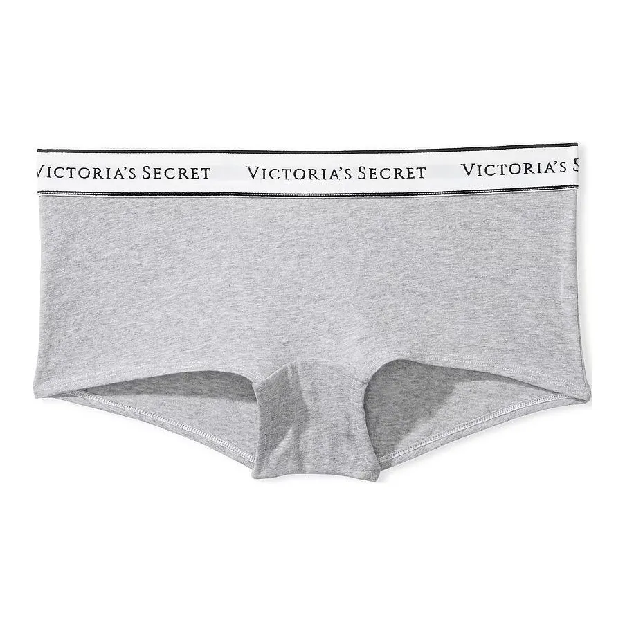 Victoria's Secret Logo Cotton Boyshort Panty/Grey Underpants Women's 1 Pack Gray