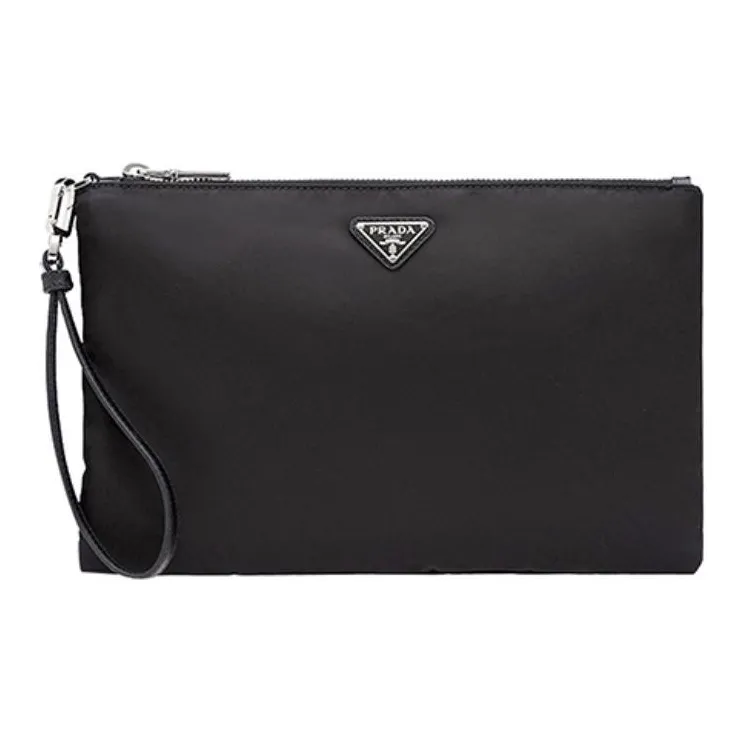 PRADA Nylon Fabric Toiletry Bag Clutch Trumpets Men's Black