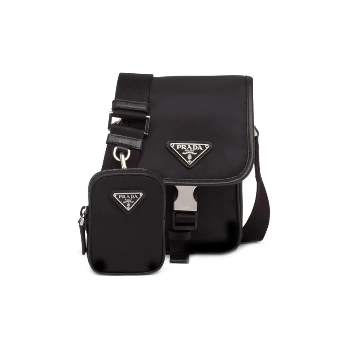 PRADA Recycled Nylon And Saffiano Leather Shoulder Bag, Crossbody Bag Men's Black