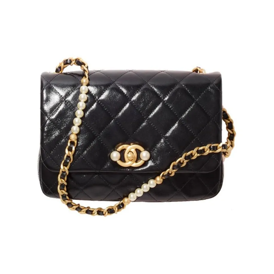 CHANEL 22c Early Spring Calfskin Flap Bag, Crossbody Bag, Shoulder Bag Women's Black